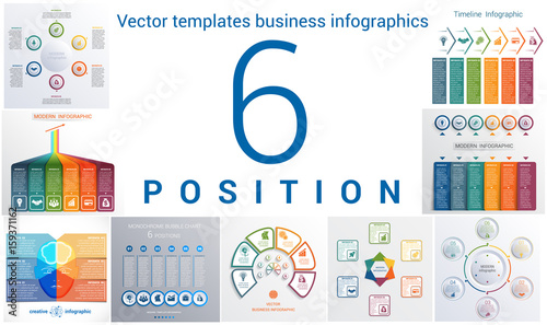Templates business infographics 6 positions