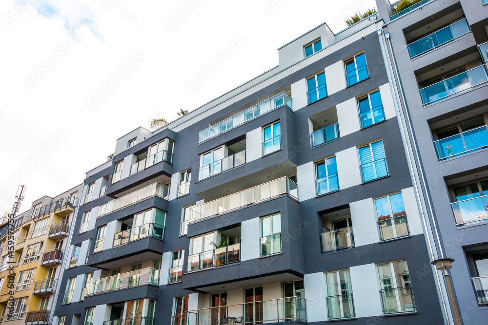 Obraz premium grey facade of modern building