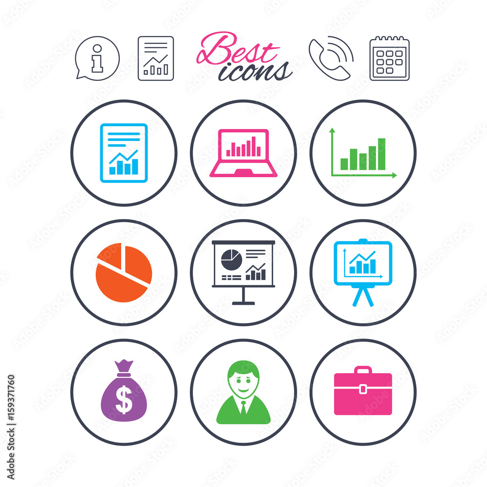 Statistics, accounting icons. Charts signs. Statistics, accounting icons. Charts signs.