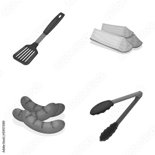Blade kitchen, firewood, sausages and other for barbecue.BBQ set collection icons in monochrome style vector symbol stock illustration web.