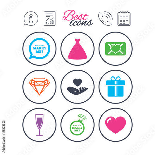 Wedding, engagement icons. Love oath letter.