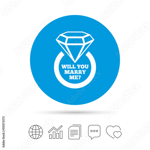 Marry me ring sign icon. Engagement symbol.