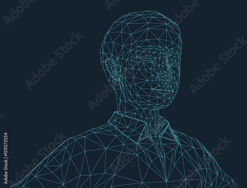 boy in wire frame style