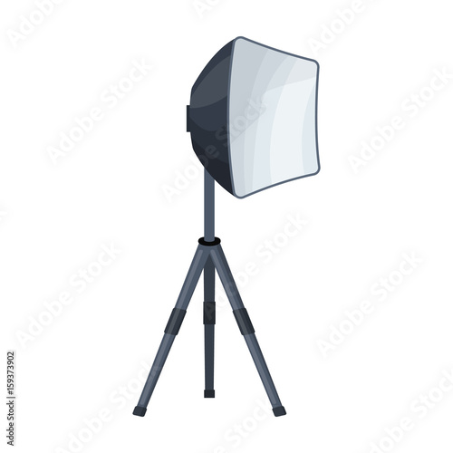 Lighting device on a tripod.Making movie single icon in cartoon style vector symbol stock illustration web.