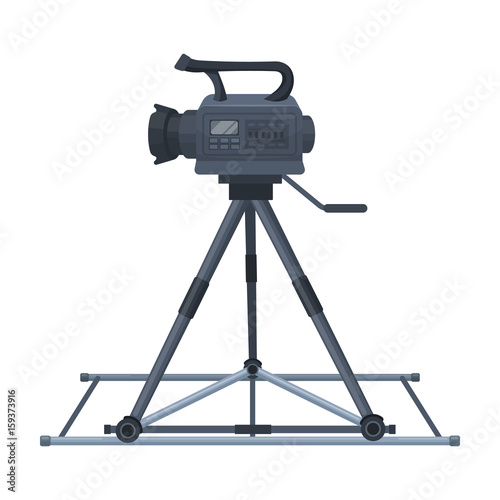 Camera moving on rails.Making movie single icon in cartoon style vector symbol stock illustration web. photo