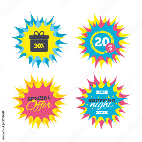 30 percent sale gift box tag sign icon.