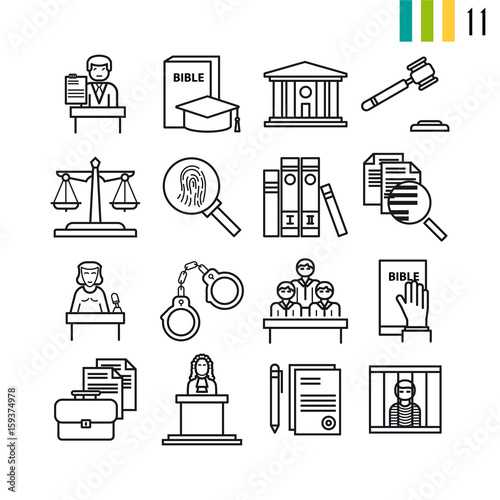 Outline judiciary icons
