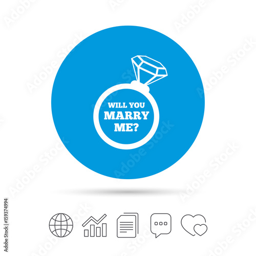 Marry me ring sign icon. Engagement symbol.