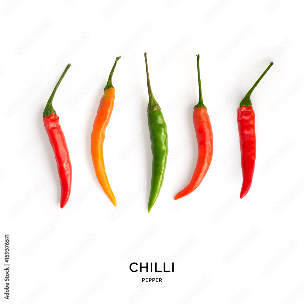Seamless pattern with chilli pepper . Tropical abstract background. chilli pepper on white background.	