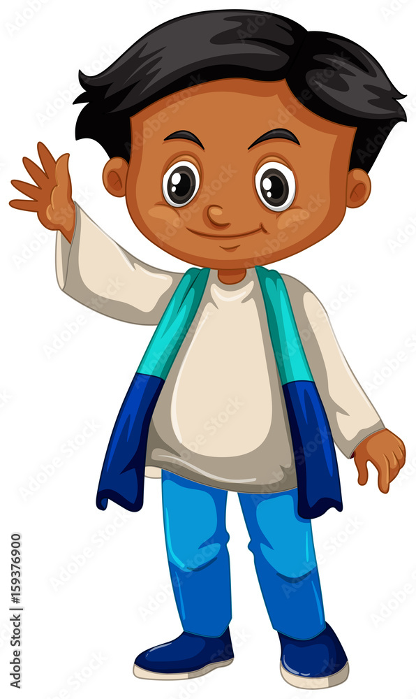 Little boy waving hand on white background Little boy waving hand on white background