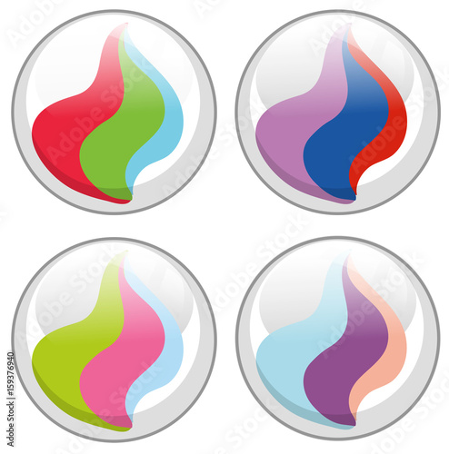 Four designs of glass marbles
