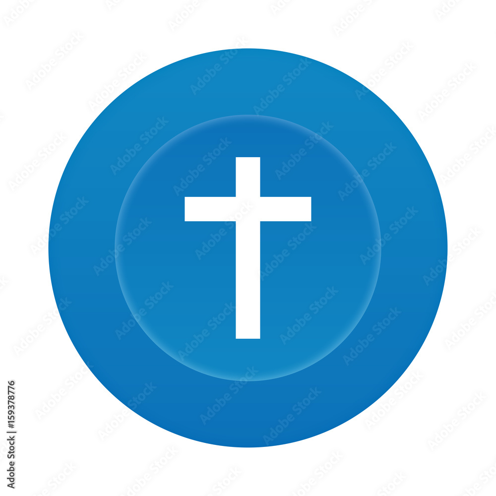 Obraz premium Runder 3D Button - Kreuz - Glaube