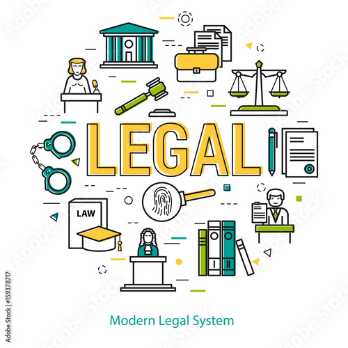 Modern Legal System - round line concept