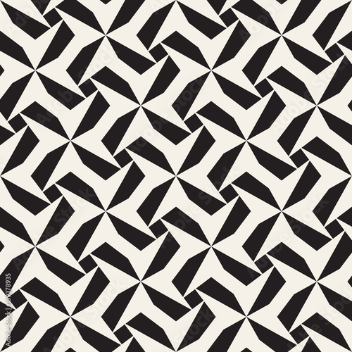 Seamless black and white cross lattice pattern. Abstract geometric tiling mosaic. Stylish background design