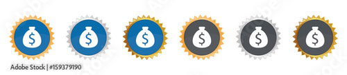 Dollar Geldsack - Gezacktes Button-Set