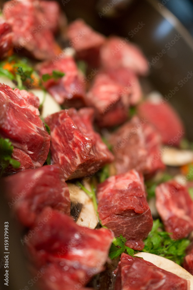 Beef Bourguignon ready to cook