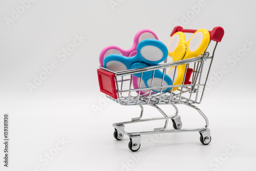 Shopping cart with colorful LED spinners