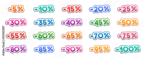 étiquettes de réduction en pourcentages