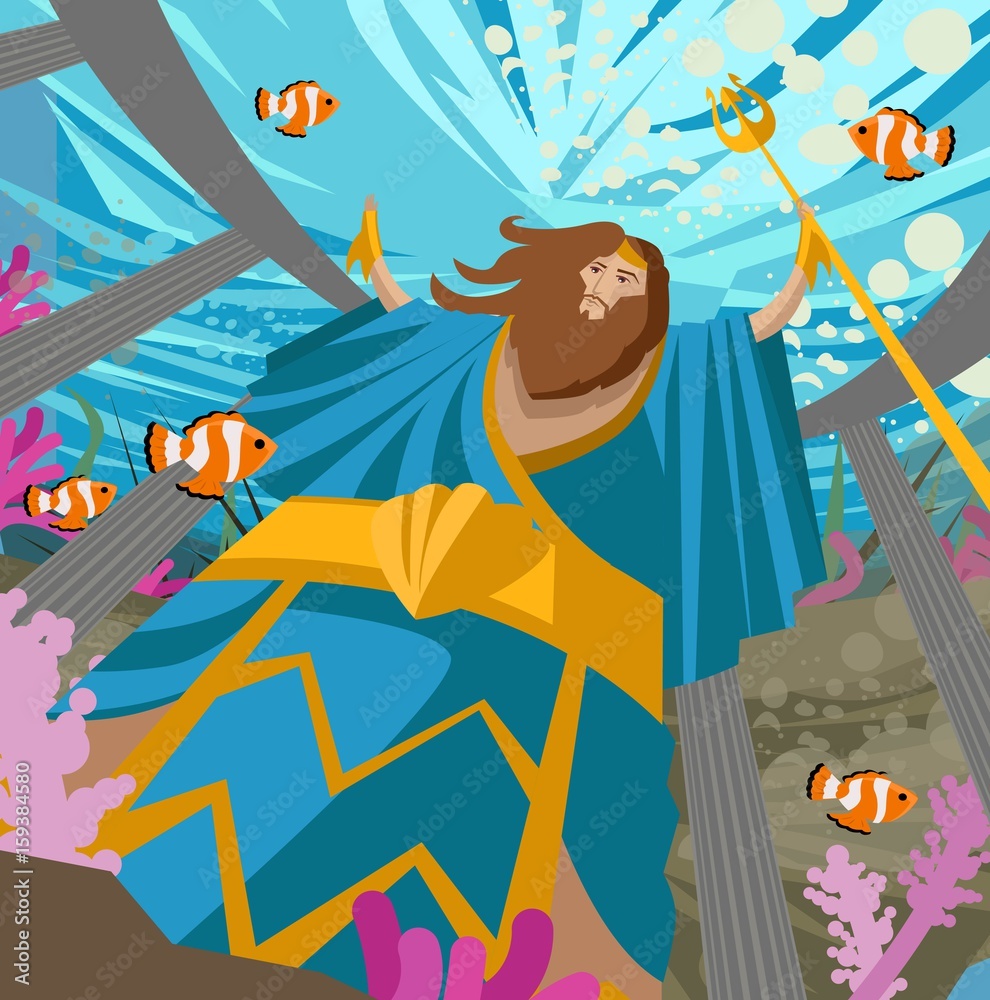 poseidon neptune greek roman god of the sea underwater in the ocean ...
