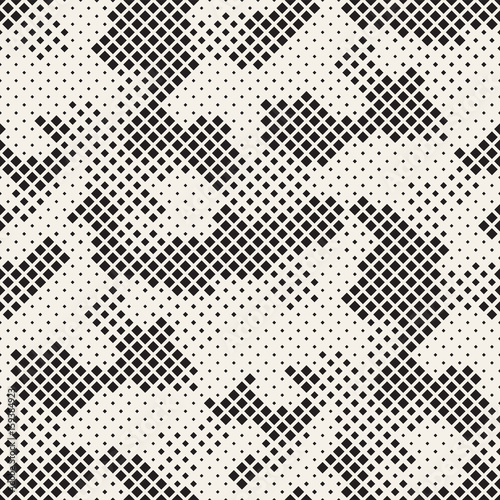 Modern Stylish Halftone Texture. Endless Abstract Background With Random Size Squares. Vector Seamless Chaotic Mosaic Pattern.