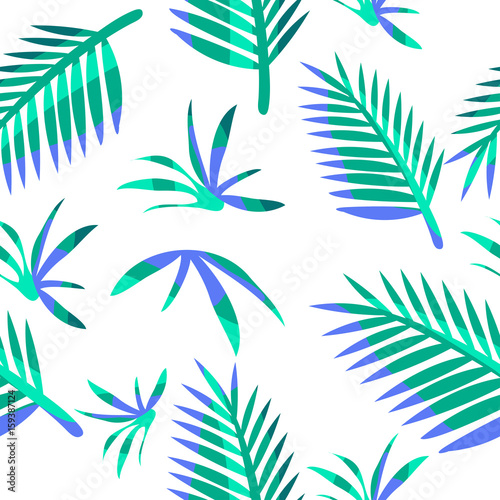 Abstract Pattern with Palm Leaves on White Background   Seamless Pattern   Vector Illustration