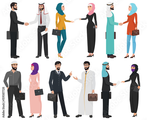 Muslim Arabic business people isolated collection.