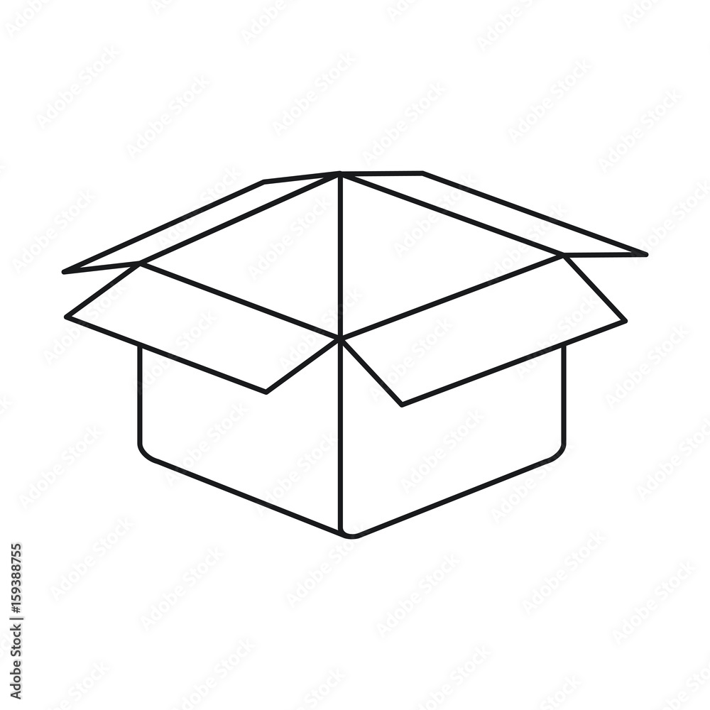 silhouette closeup carboard box opened vector illustration silhouette closeup carboard box opened vector illustration