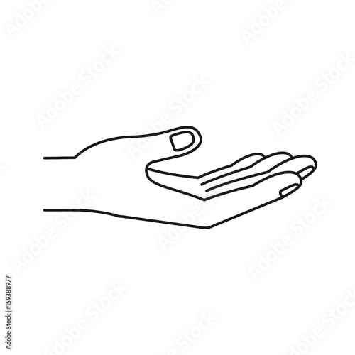 silhouette extended hand of symbol of receiving vector illustration