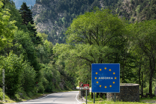 Andorra sign on border crossing