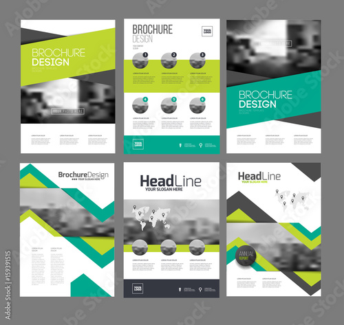 Company flyer vector illustration set