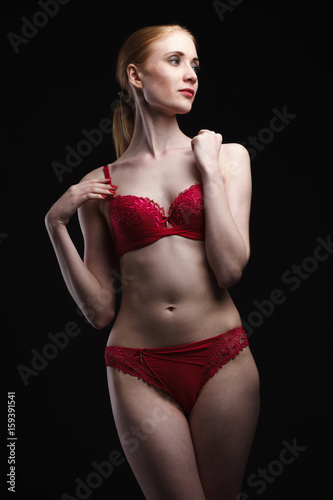 Sexy girl in underwear posing in studio