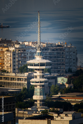 Ote Tower, Rare Aerial  Birds Eyes View of Thessaloniki city Center, Greece