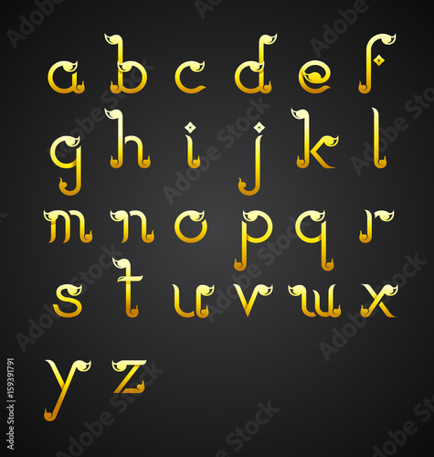 Calligraphic alphabet design in Thai style-Vector Illustration