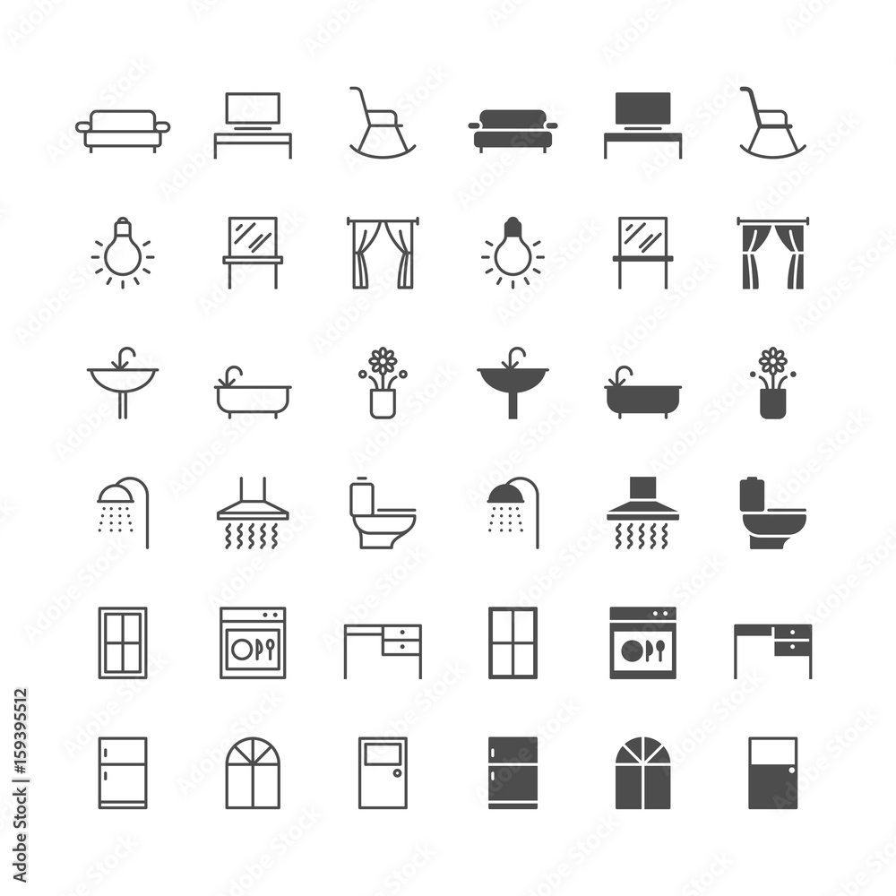 Home furniture icons, included normal and enable state. Home furniture icons, included normal and enable state.
