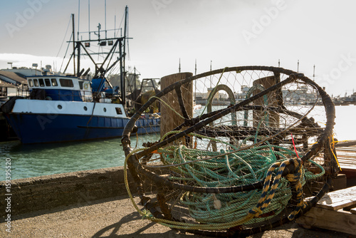 Photography Crab net and fishing boat