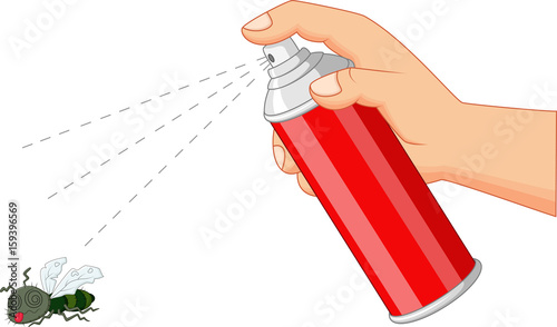 Illustration of spray killing insect