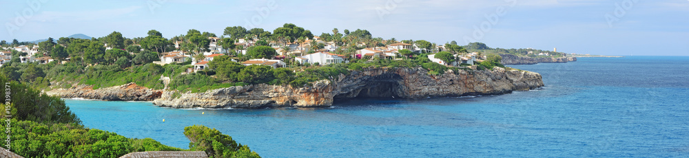 Landscape of the beautiful bay of Cala Mandia with a wonderful turquoise sea,Porto Cristo,  Majorca, Spain