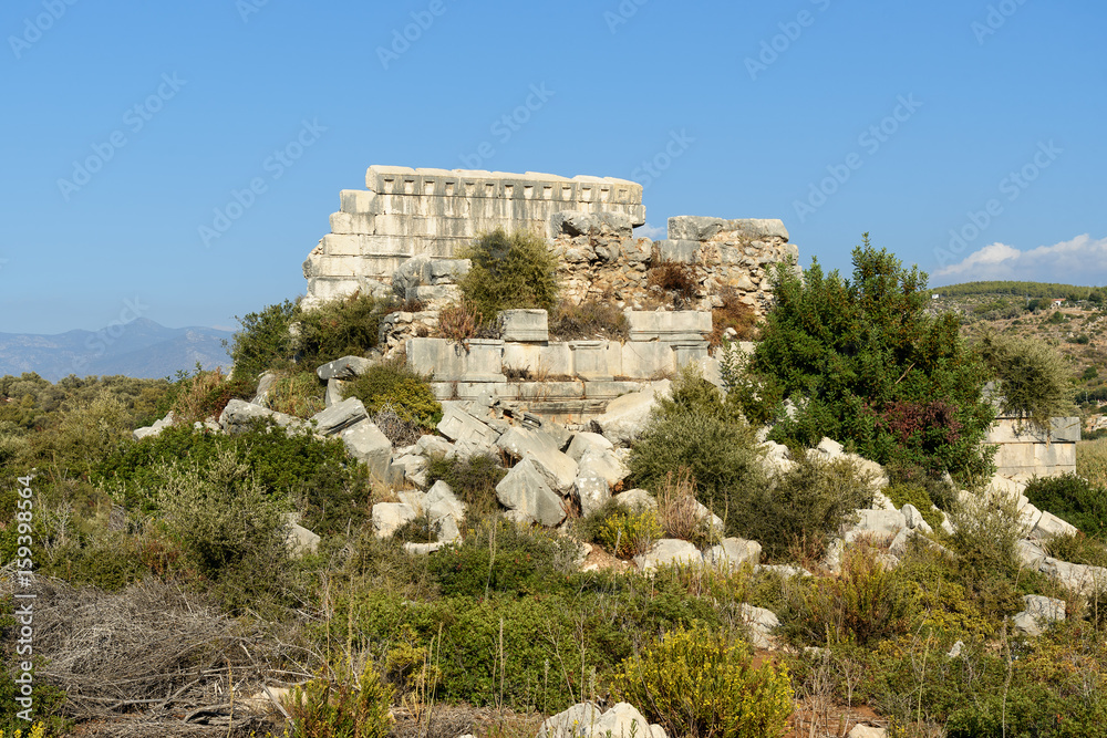 Pseudoperipteral Temple tomb in ancient Lycian city Patara. Turkey