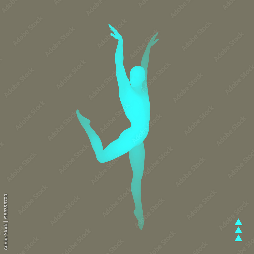 Gymnast. 3D Model of Man. Human Body Model. Gymnastics Activities for Icon Health and Fitness Community.