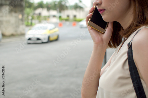 A woman waiting for uber