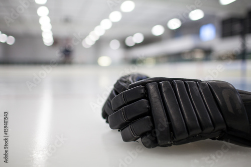 Photography Black Hockey Glove on Ice