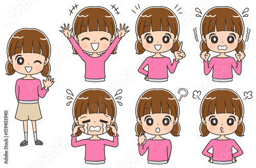 女の子のイラスト セット 全身 Stock Vector Adobe Stock