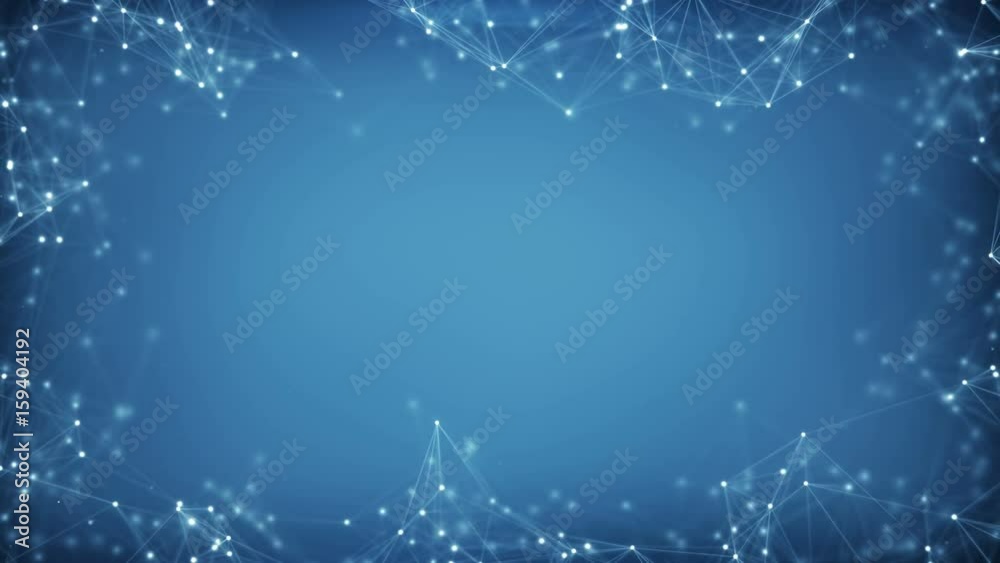Blue frame of sci-fi network shape oscillating. Computer generated abstract seamless loop smooth animation 4k (4096x2304)
