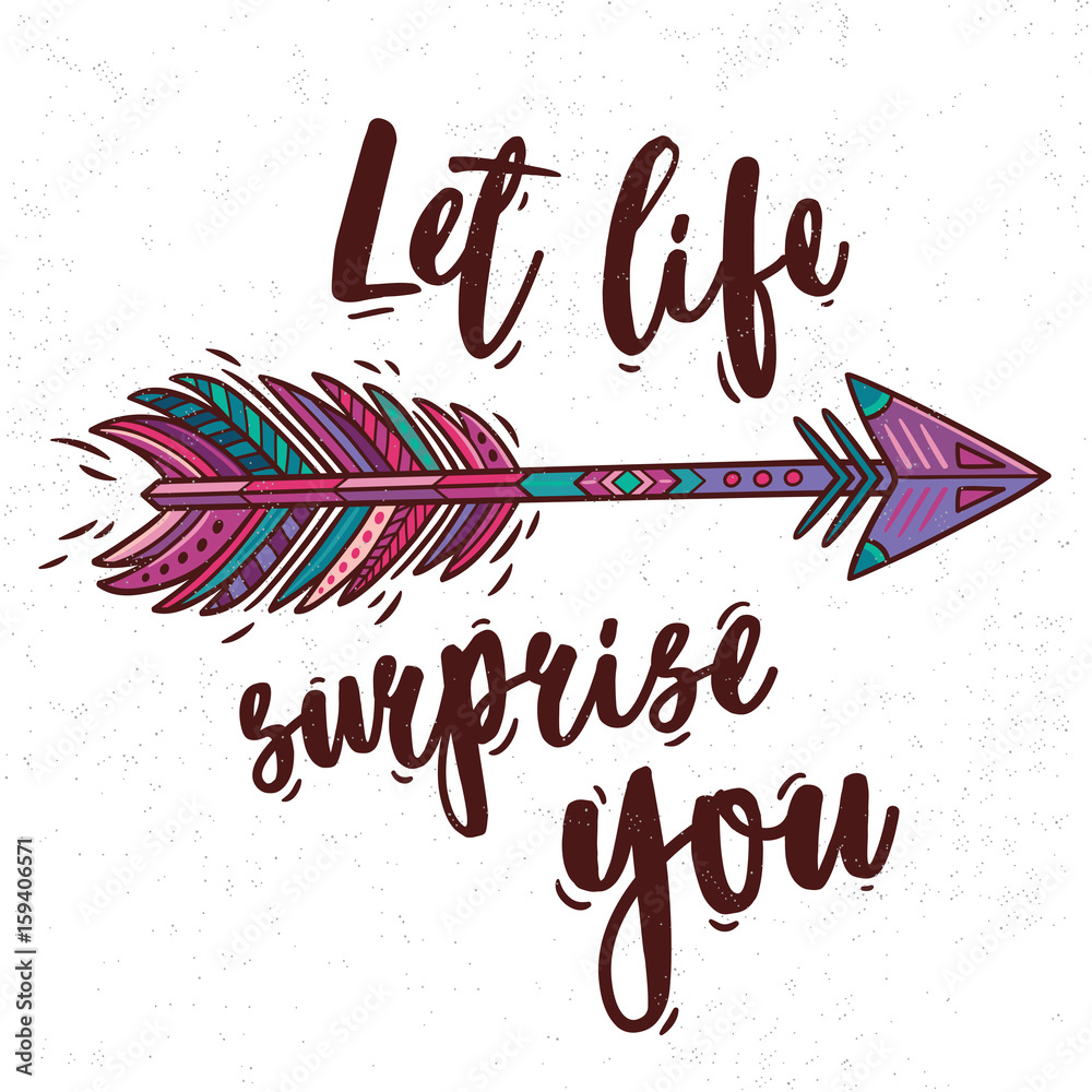 Naklejka Motywacyjny karty z plemiennych etniczne strzałki. Motywy indian amerykańskich.