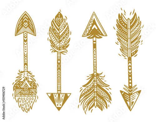 Indian ethnic arrows in gold. Vector illustration