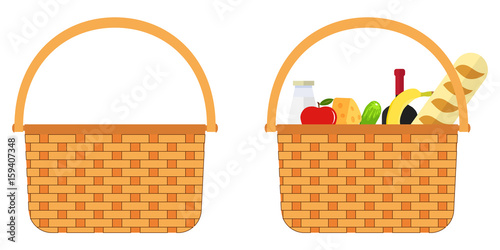 Wicker basket with food
