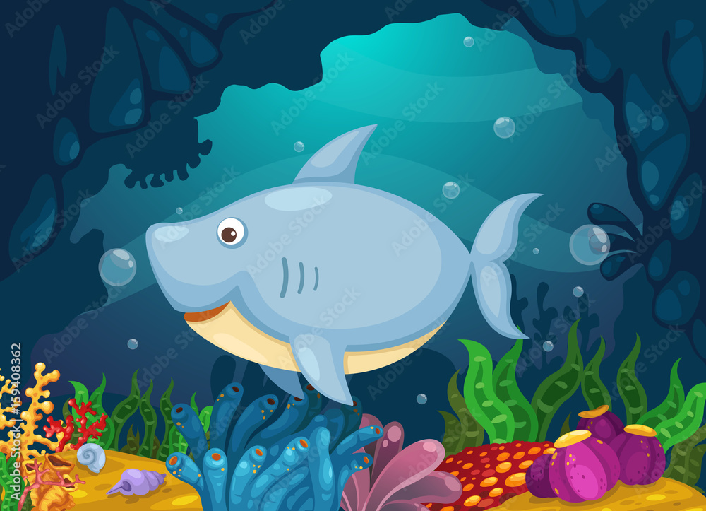 Naklejka premium Illustration of sea underwater background
