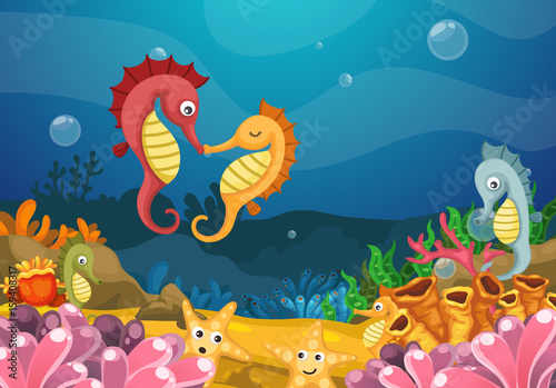 Illustration of sea underwater background