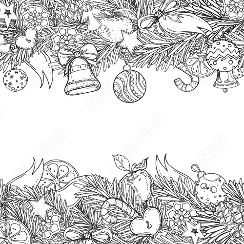 Wallpaper Mural Pattern for coloring book for adult and children. New Year and Christmas hand drawn decorative elements. vector eps 8. Torontodigital.ca
