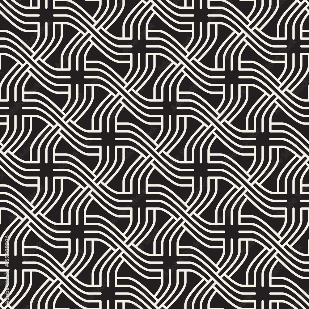 Seamless black and white cross lattice pattern. Abstract geometric tiling mosaic. Stylish background design Seamless black and white cross lattice pattern. Abstract geometric tiling mosaic. Stylish background design